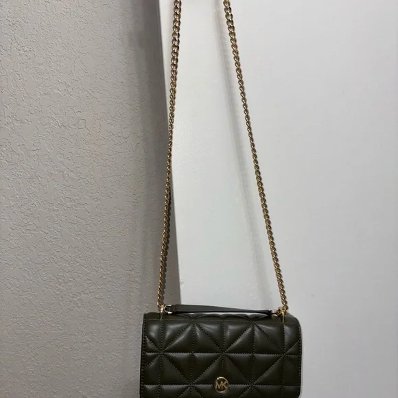 Michael Kors Dark Green Quilted Shoulder Bag with Gold Chain MSRP $358 - Picture 5 of 8